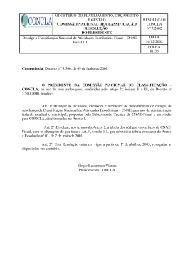 Resolu&ccedil;&atilde;o CONCLA n&ordm; 07 de 16 de dezembro de 2002