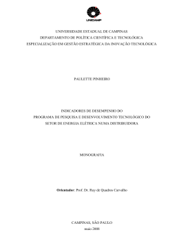 INDICADORES DE DESEMPENHO PARA O PROGRAMA