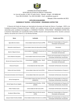 Macapá, 18 de novembro de 2013. LISTA DOS AVALIADORES