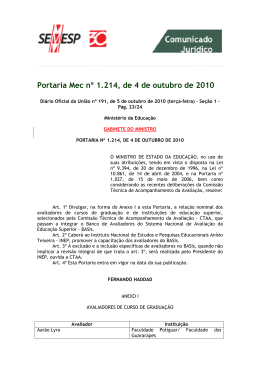 Portaria Mec n&ordm; 1.214, de 4 de outubro de 2010