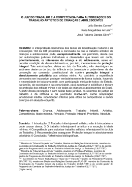 o trabalho infanto-juvenil art&iacute;stico e a idade