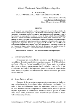 a oralidade no livro did&aacute;tico portugu&ecirc;s linguagens 1