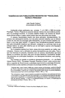 Tendências nas publicações recentes em Psicologia