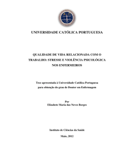 QUALIDADE DE VIDA RELACIONADA COM O TRABALHO