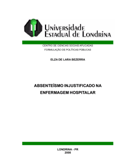 Absente&iacute;smo injustificado na enfermagem hospitalar.