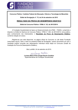 Resultado da Prova de Desempenho Did&aacute;tico