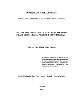 Volume Hor&aacute;rio de Projeto para as Rodovias Estaduais do Cear&aacute;