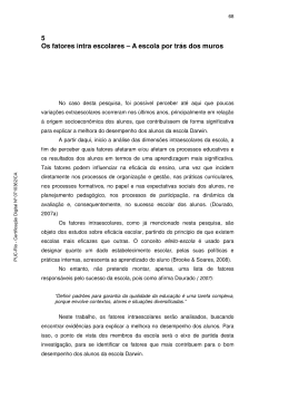 5 Os fatores intra escolares &ndash; A escola por tr&aacute;s dos muros