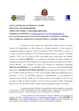 EDITAL DE PREG&Atilde;O ELETR&Ocirc;NICO n&deg; 65/2009 PROCESSO n