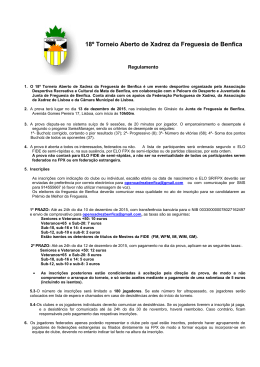 18&ordm; Torneio Aberto de Xadrez da Freguesia de Benfica