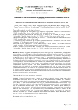 XXV CONGRESSO BRASILEIRO DE ZOOTECNIA ZOOTEC 2015