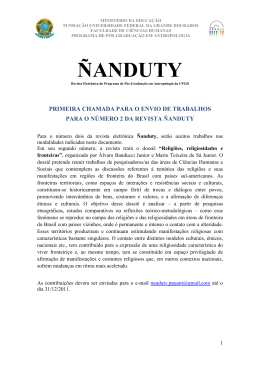 REVISTA ELETR&Ocirc;NICA &Ntilde;ANDUTY - CHAMADA PARA O