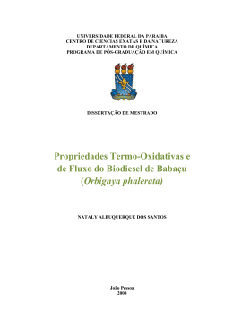 Propriedades Termo-Oxidativas e de Fluxo do - P&oacute;s