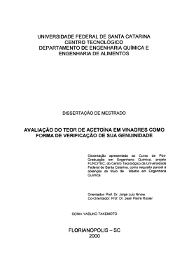 Avaliação do teor de acetoína em vinagres como forma de
