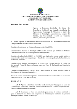 Aprova a Estrutura Curricular do Curso de Engenharia Ambiental