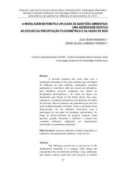 a modelagem matem&aacute;tica aplicada &agrave;s quest&otilde;es ambientais