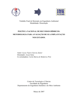 Trabalho Final de Mestrado em Engenharia Ambiental Modalidade