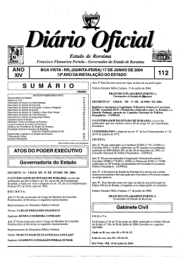112 S U M A R I O - Imprensa Oficial do Estado de Roraima