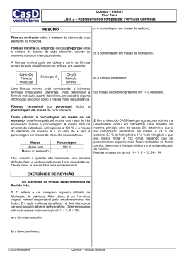 RESUMO EXERCÍCIOS DE REVISÃO CH2O
