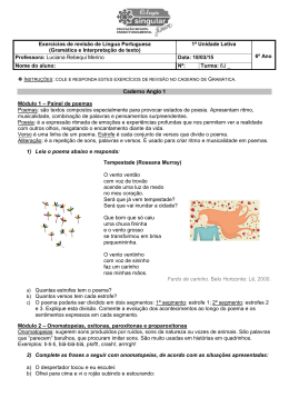 Exercícios de revisão de Língua Portuguesa (Gramática e