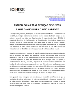 ENERGIA SOLAR TRAZ REDU&Ccedil;&Atilde;O DE CUSTOS E