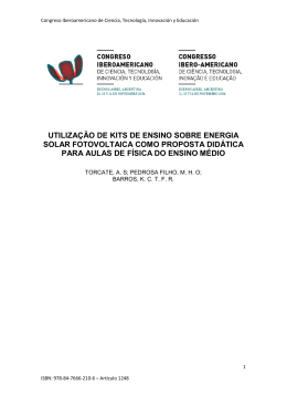 utiliza&ccedil;&atilde;o de kits de ensino sobre energia solar fotovoltaica