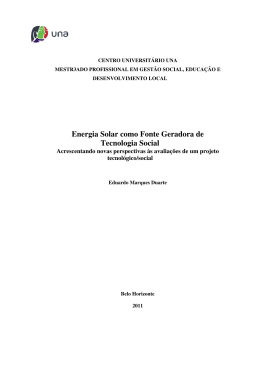 Energia Solar como Fonte Geradora de Tecnologia Social