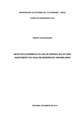 IMPACTOS ECONÔMICOS DO USO DE ENERGIA SOLAR PARA