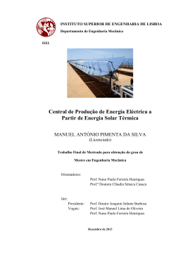 Central de Produ&ccedil;&atilde;o de Energia El&eacute;ctrica a Partir de Energia Solar