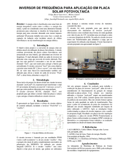 inversor de frequ&ecirc;ncia para aplica&ccedil;&atilde;o em placa solar fotovoltaica
