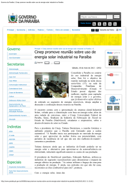 Governo da Para&iacute;ba | Cinep promove reuni&atilde;o sobre uso