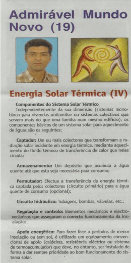 Admir&aacute;vel mundo novo (19): Energia Solar T&eacute;rmica (IV)