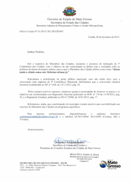 Govemo do Estado de Mato Grosso Secretaria de Estado das Cidades