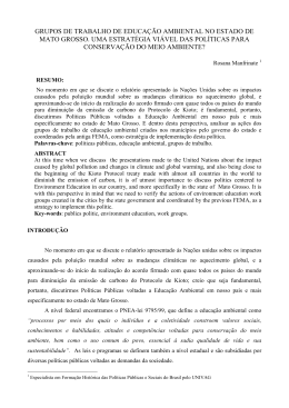grupos de trabalho de educa&ccedil;&atilde;o ambiental no estado de mato grosso