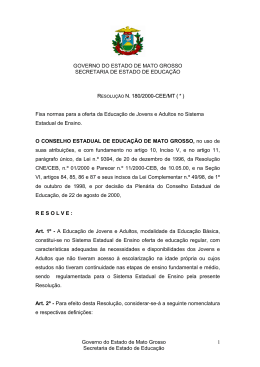 Governo do Estado de Mato Grosso Secretaria de Estado de Educa&ccedil;&atilde;o