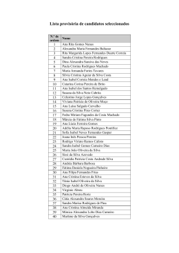 Lista provisória de candidatos seleccionados