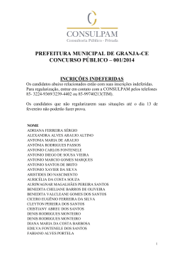 inscri&ccedil;&otilde;es indeferidas