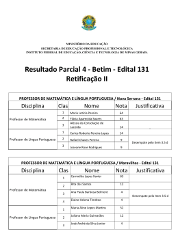 EDITAL 131 - RESULTADO PARCIAL 04 - BETIM