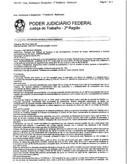 PODER JUDICIÁRIO FEDERAL Justiça do Trabalho