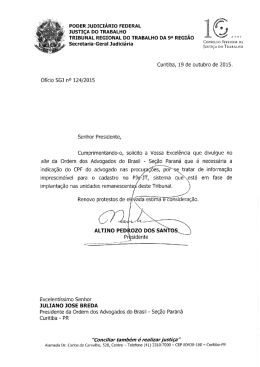 PODER JUDICI&Aacute;RIO FEDERAL JUSTI&Ccedil;A DO TRABALHO N ._