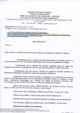 PODER JUDICIÁRIO FEDERAL JUSTIÇA DO TRABALHO