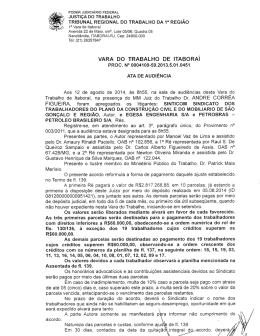 PODER JUDICIÁRIO FEDERAL JUSTIÇA DO TRABALHO