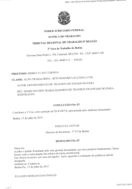 PODER JUDICIÁRIO FEDERAL JUSTIÇA DO TRABALHO
