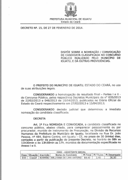 Nomea&ccedil;&atilde;o Convoca&ccedil;&atilde;o Assistente Social DECIS&Atilde;O JUDICIAL