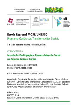 Escola Regional MOST/UNESCO Programa Gest&atilde;o das