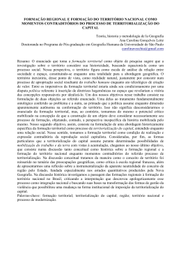 2015. Forma&ccedil;&atilde;o regional e forma&ccedil;&atilde;o do territ&oacute;rio nacional