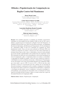 Difus&atilde;o e Populariza&ccedil;&atilde;o da Computa&ccedil;&atilde;o na Regi&atilde;o Centro