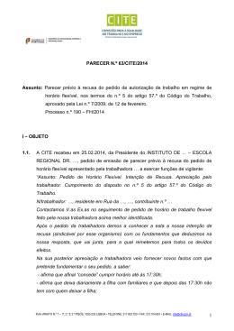 1 PARECER N.&ordm; 63/CITE/2014 Assunto: Parecer pr&eacute;vio &agrave; recusa do
