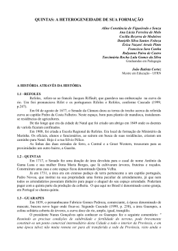 QUINTAS: A HETEROGENEIDADE DE SUA FORMA&Ccedil;&Atilde;O
