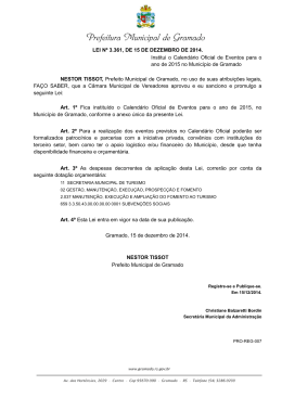 Institui o Calend&aacute;rio Oficial de Eventos para o ano de 2015 no